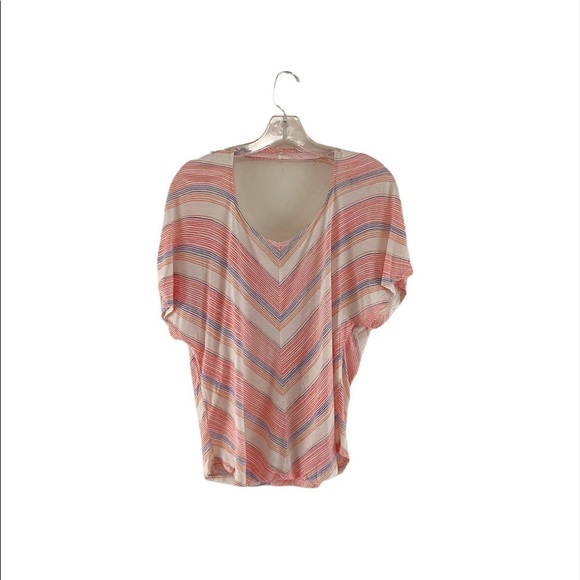 Kirra Cut Out Back White Striped Short Sleeve Top Summer Women Size XS - Picture 2 of 5